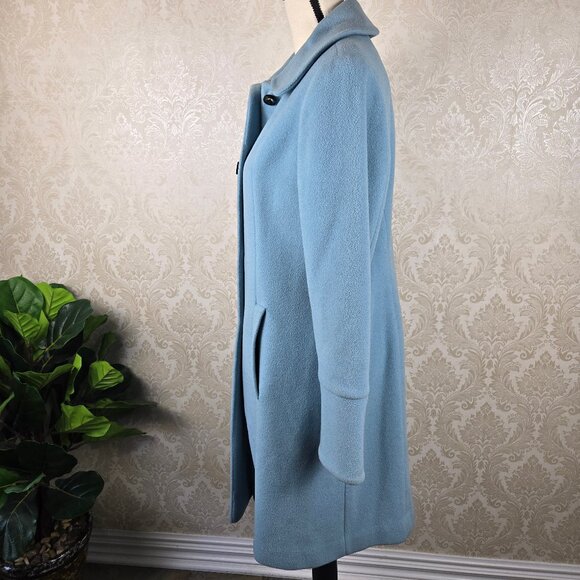 Macintosh New England Size 10 Light Blue Wool Coat Button Front Peter Pan Collar - Picture 5 of 12